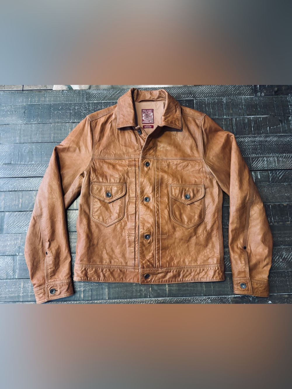 Lucky Brand Vintage Tan/Brown Leather Jacket😎